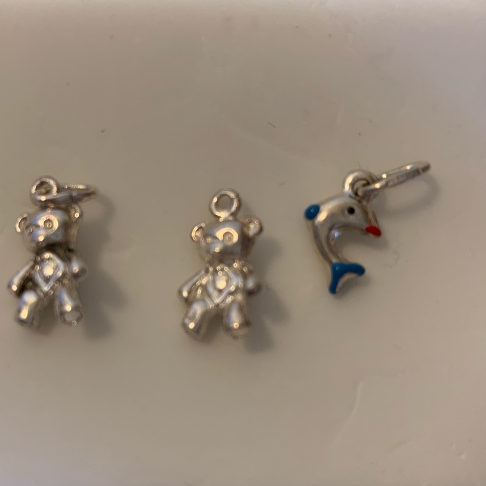 Silver Bear and Dolphin Charms